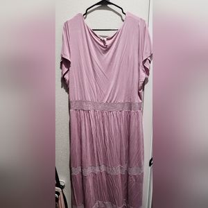 Cable and gauge 2X layered maxi dress